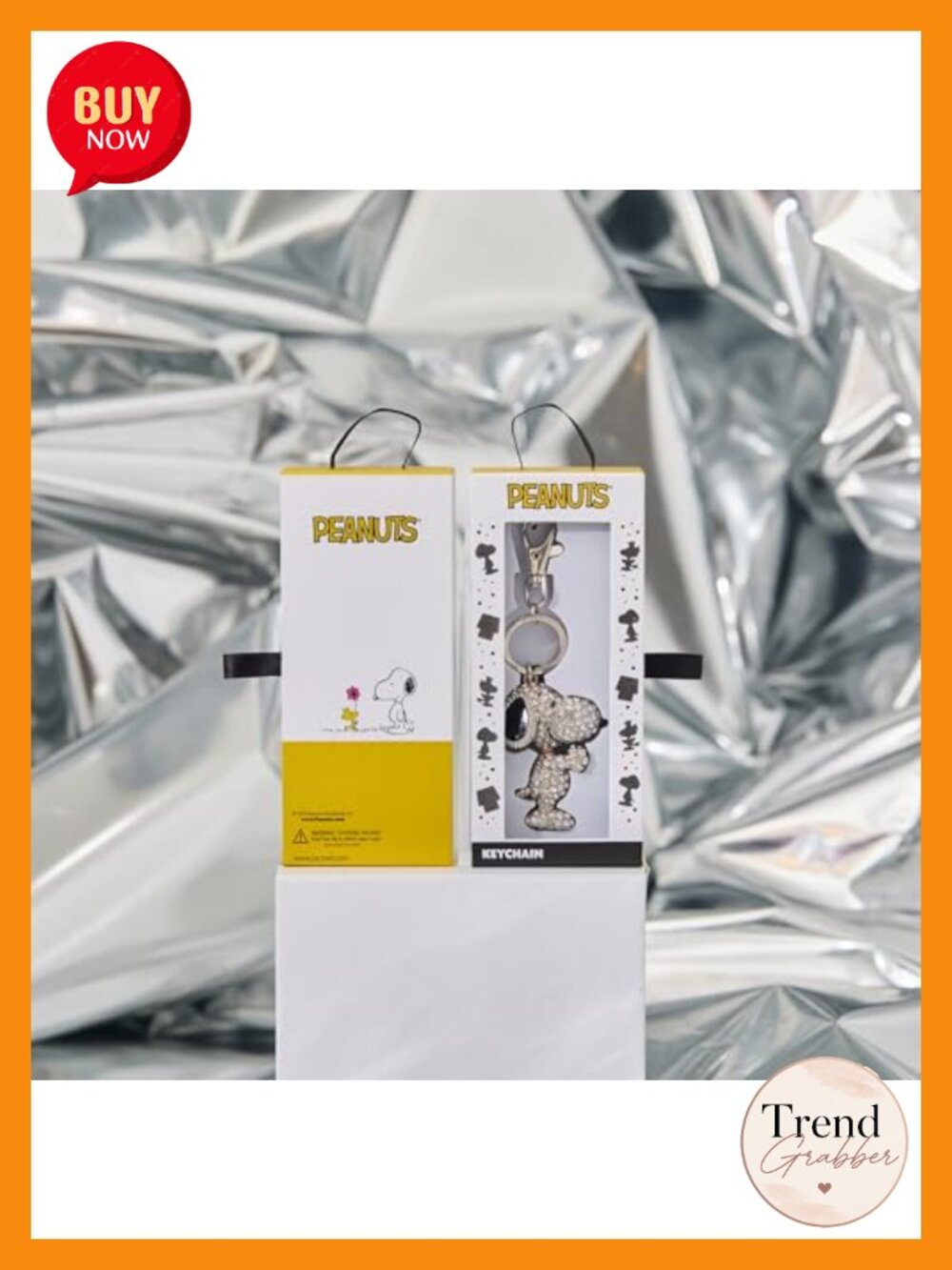 Snoopy Keychain Bag Charm Pave Crystal Rhodium Plated - Picture 5 of 6